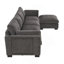 Canapé modulaire de 130 po en forme de L avec table pliante et port double, poches de rangement latérales, 2 coussins d'accoudoirs, repose-pieds à mouvement libre, mousse haute densité, chenille, 5 sièges-2042294314