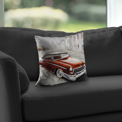 Vintage Classic Car Throw Pillow | Poly Twill Home Decor