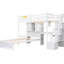 Lit mezzanine simple au-dessus d'un lit mezzanine blanc avec bureau intégré et espace de rangement, y compris bureau, tablette et escalier-1950423247