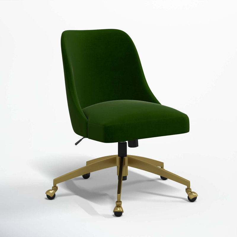 Chaise de bureau Tamieka, Velours luxueux émeraude