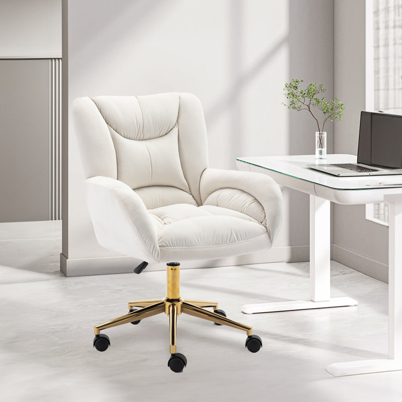 Chaise de bureau Herickson, Velours, Ivoire ivoire