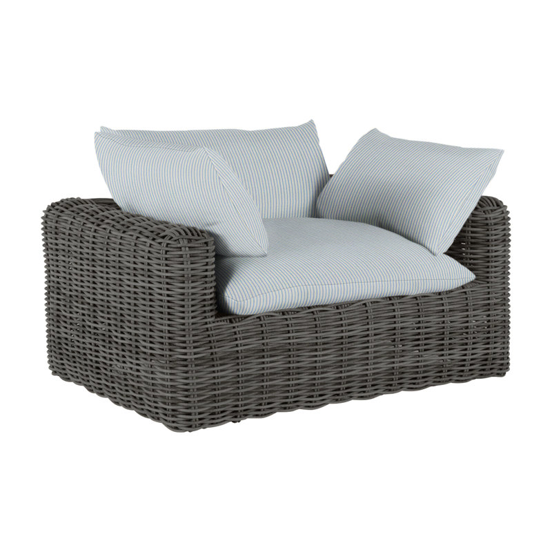 Montecito Patio Chair with Cushions, Raffia, Dove Sunbrella® Linen, No Welt