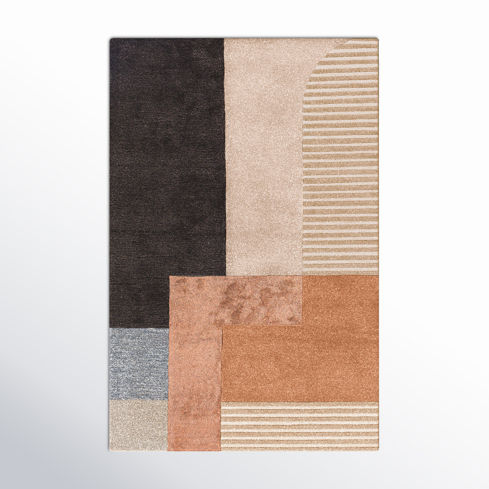 Mora Hand Tufted Beige/Rose/Charcoal Rug, Rectangle 2' x 3'