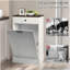 Buffet, armoire de rangement, armoire à poubelle en bois cachée avec tiroir pour la cuisine