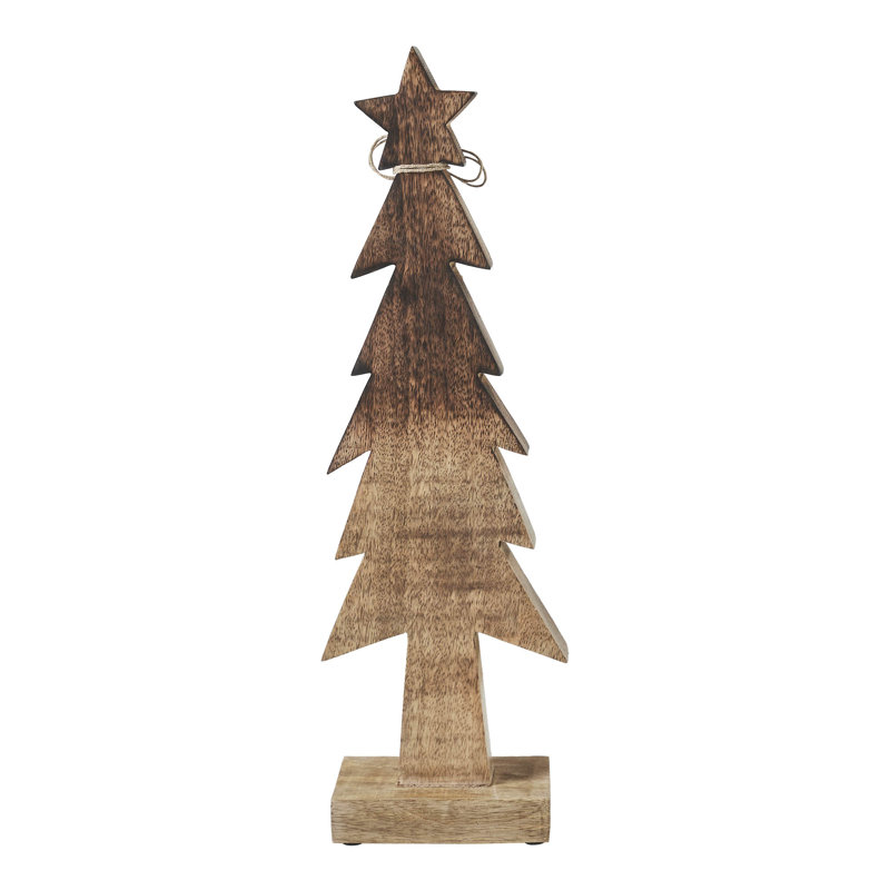 Figurine d'arbre de Noël en bois brun, H 16 po x l 5 po x P 2,25 po