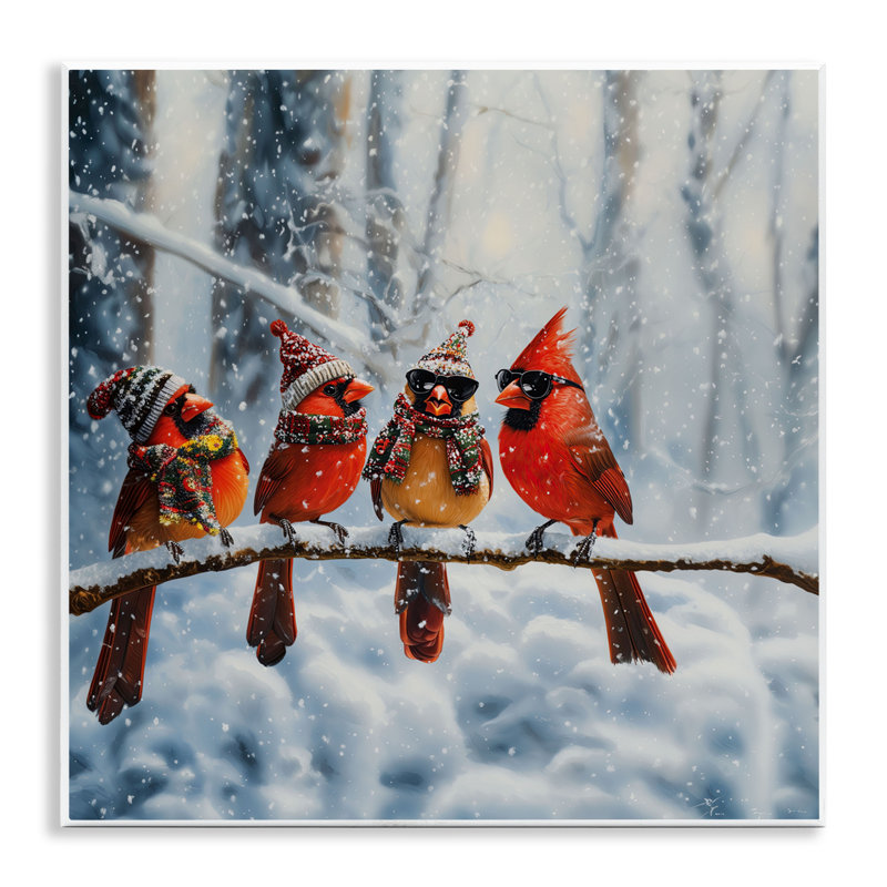 Plaque murale «Winter Dressed Cardinals», conception par Jim Baldwin