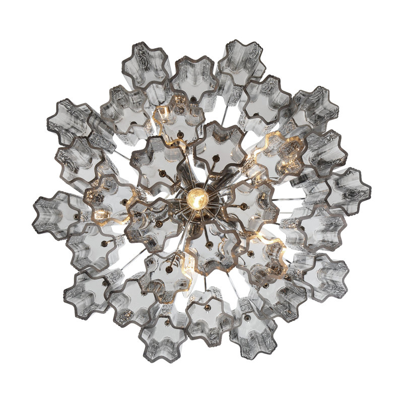 Lustre à niveaux Arras, Chrome poli, Noir, noir, noir, noir, H 14 po x l 19,75 po x P 19,75 po