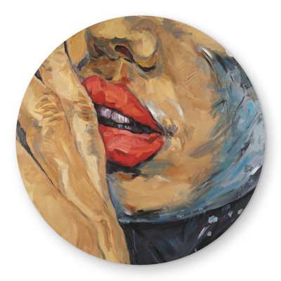 Shushing Lips Closeup - Best Selling Beige Round Outdoor Rug