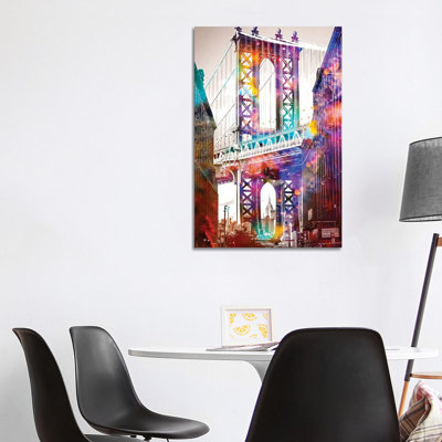 Time Travel At The Brooklyn Bridge by David Loblaw - Print on Canvas