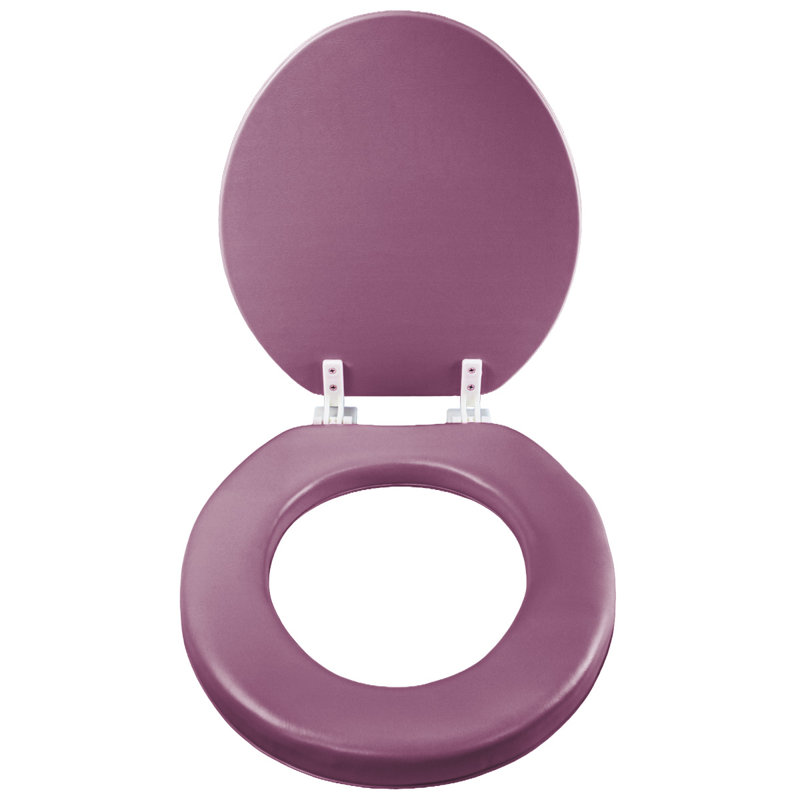 Standard Round Burgundy Padded Toilet Seat, Comfort Foam, Easy-To-Clean Pvc, Fits 17 Inch, Burgundy