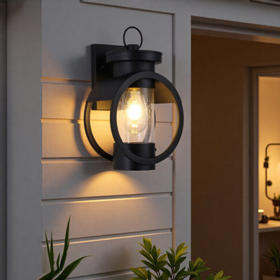 1pc 9.1 In. X 6.7 In. 1-light Vintage Black Industrial Wall Sconce With Clear Glass Shade, No Bulbs Included