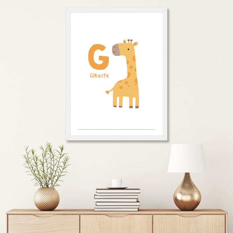 Animal Alphabet G - impression d'art graphique, H 32 po x l 24 po x P 1 po, Papier encadré blanc, Blanc