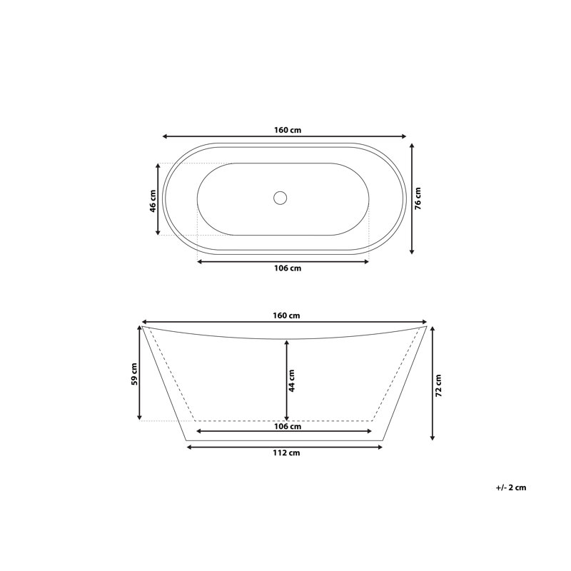 Linda 760mm x 160mm Soaking Acrylic Bathtub