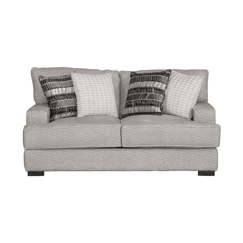 Reemas 78'' Upholstered Loveseat, Grey Polyester
