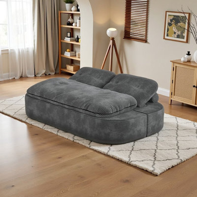 Memory Foam Mattress 3 Dark Gray Convertible Bed, 21 Modular Space For Bedroom, Soft Breathable Small Streak Corduroy, High Foam, Non-slip Design, Quick Setup Instant
