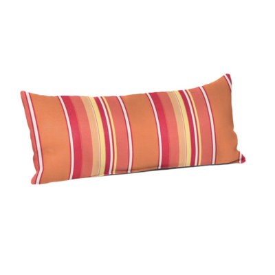 Casual Cushion Outdoor Lumbar Pillow, Striped Sunbrella Fade-Resistant for Patio Furniture & Porch Swings, Reversible