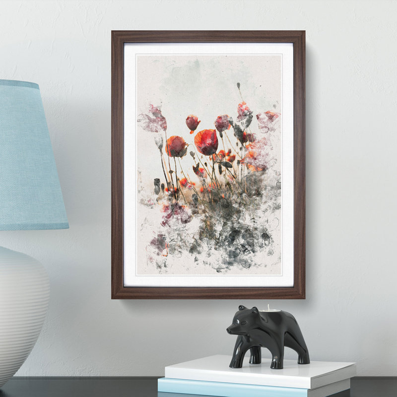 Poppy Flowers - Framed Print, Walnut Framed, 33cm H x 24cm W x 2cm D