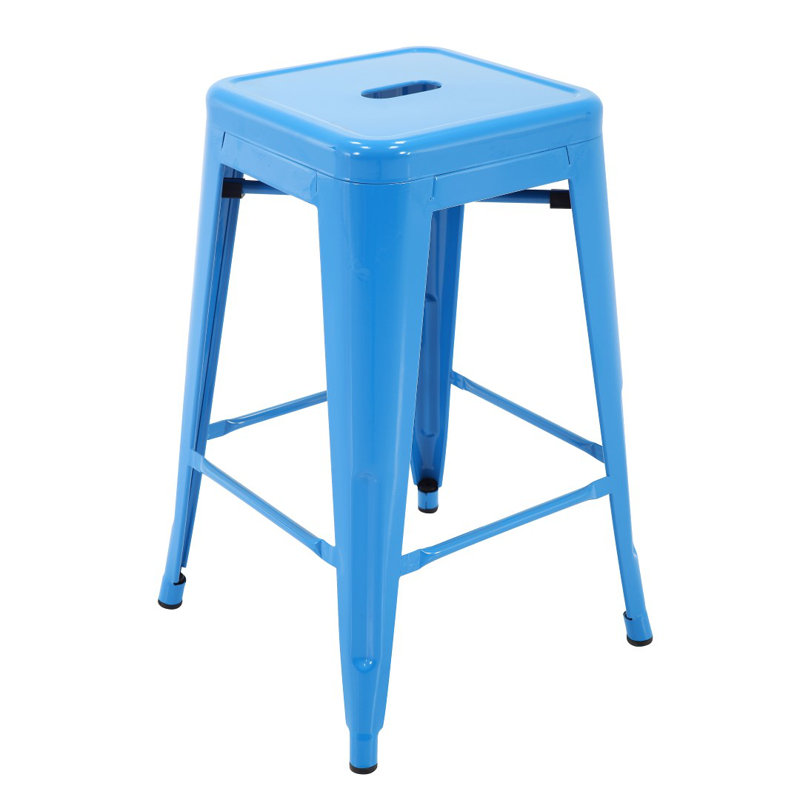 Tabouret Deronte, bleu, Tabouret de comptoir (assise de 24 po de hauteur)