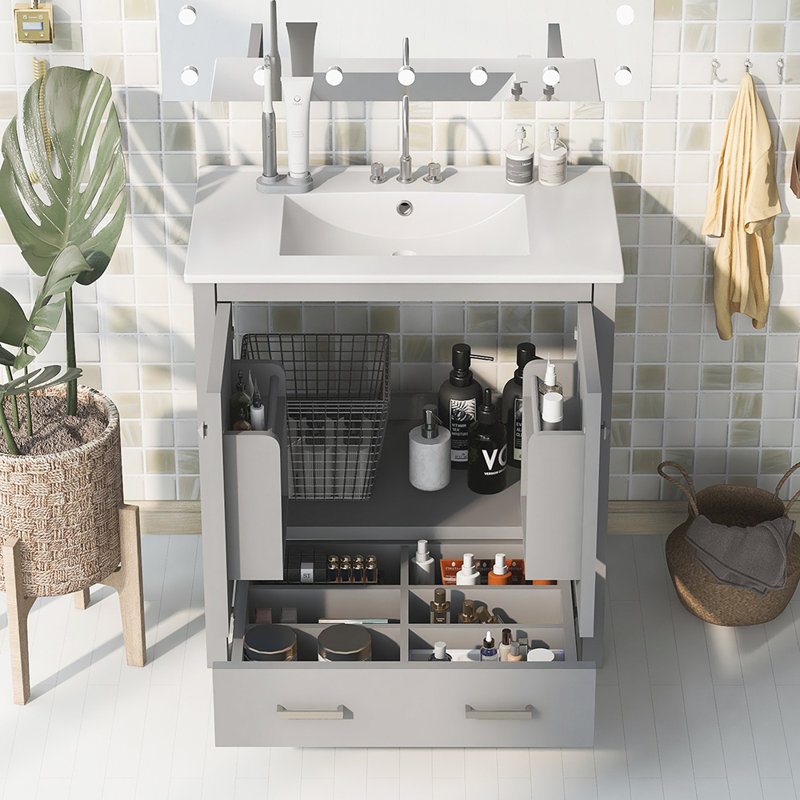 Meuble-lavabo simple avec plateau Hymir 30,01, Blanc