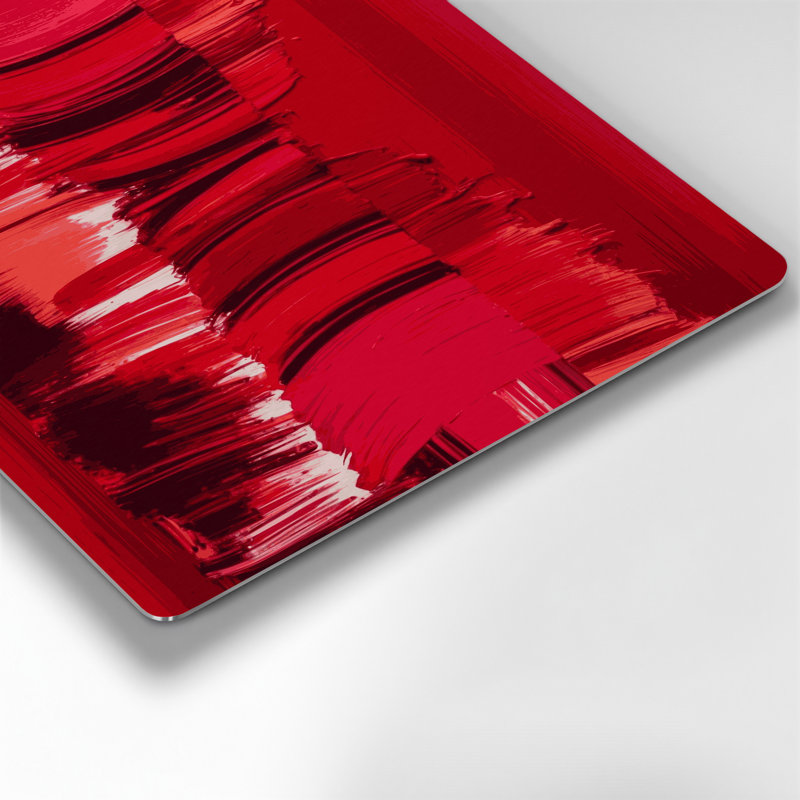 Abstrait couleur champ 18 rouge, art mural en métal, H 16 po x l 16 po