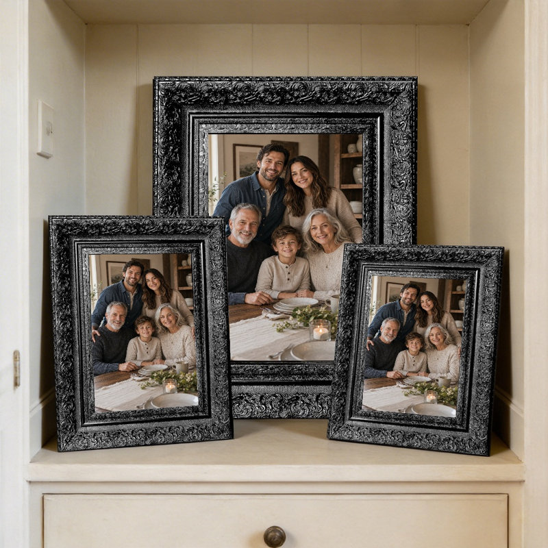 Cadre de table noir 3 pièces 5 po x 7 po avec support de table et crochets muraux