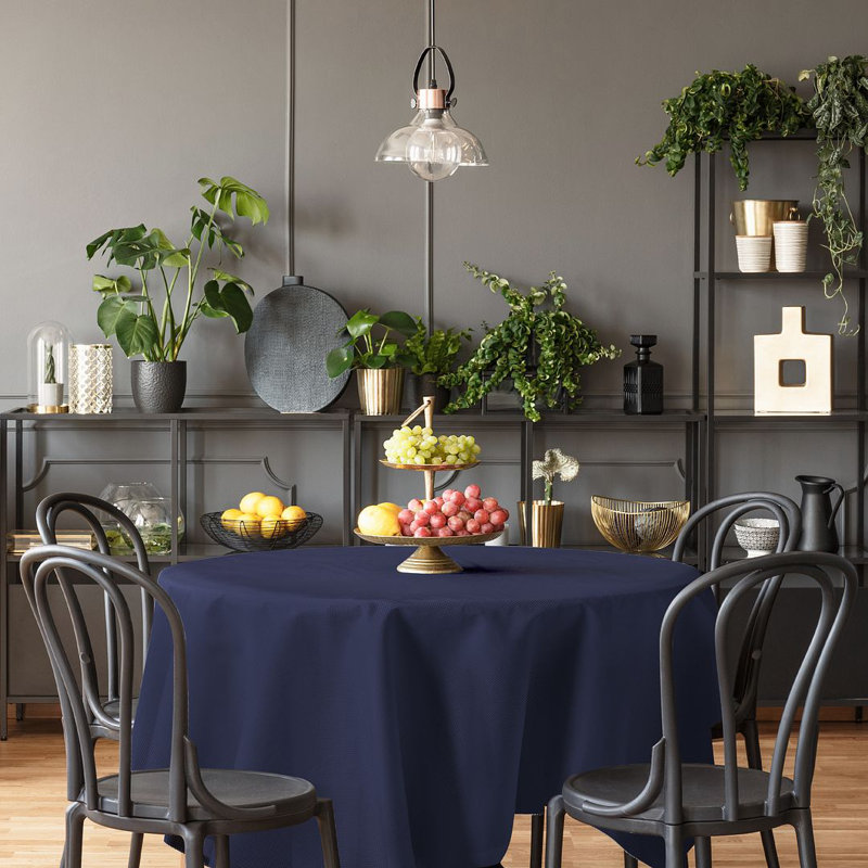 Nappe en faux lin, 132 po x 72 po, Bleu marine