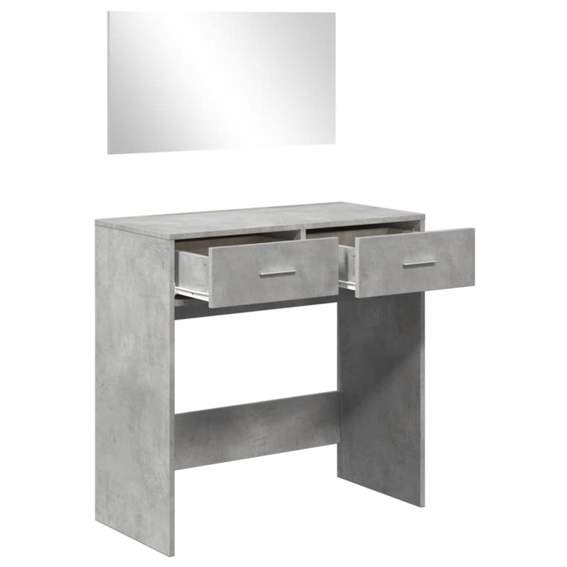 Patrizia Dressing Table with Mirror, Concrete Grey