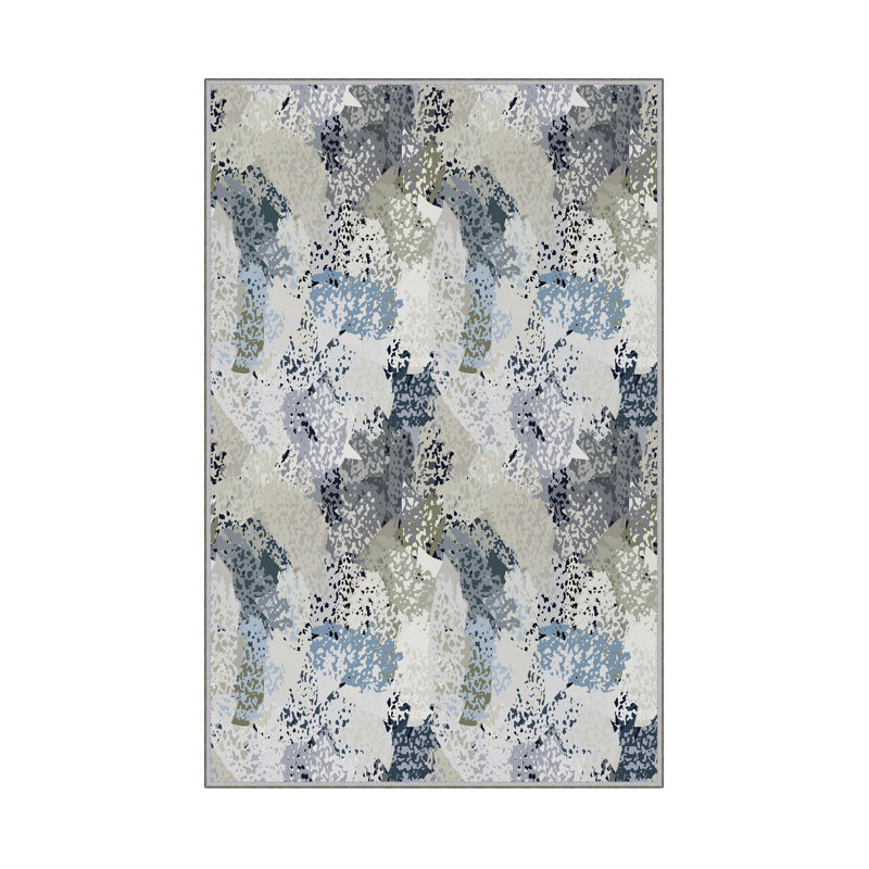 Tapis luxueux 100% polyester 5,2 x 7,5 pi, hauteur des poils de 0,4 po | Antibactérien, points antidérapants en PVC, lavable à la machine | Élégante impression numérique en 3D, parfaite pour le décor du salon et de la chambre à coucher