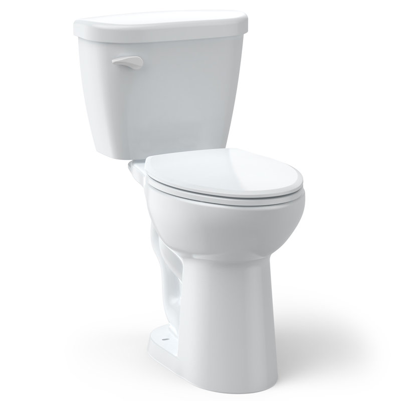 ADA Compliant Two-Piece Elongated Toilet, WaterSense Certified 1.28 GPF Flush, Soft Close Seat, White Ceramic