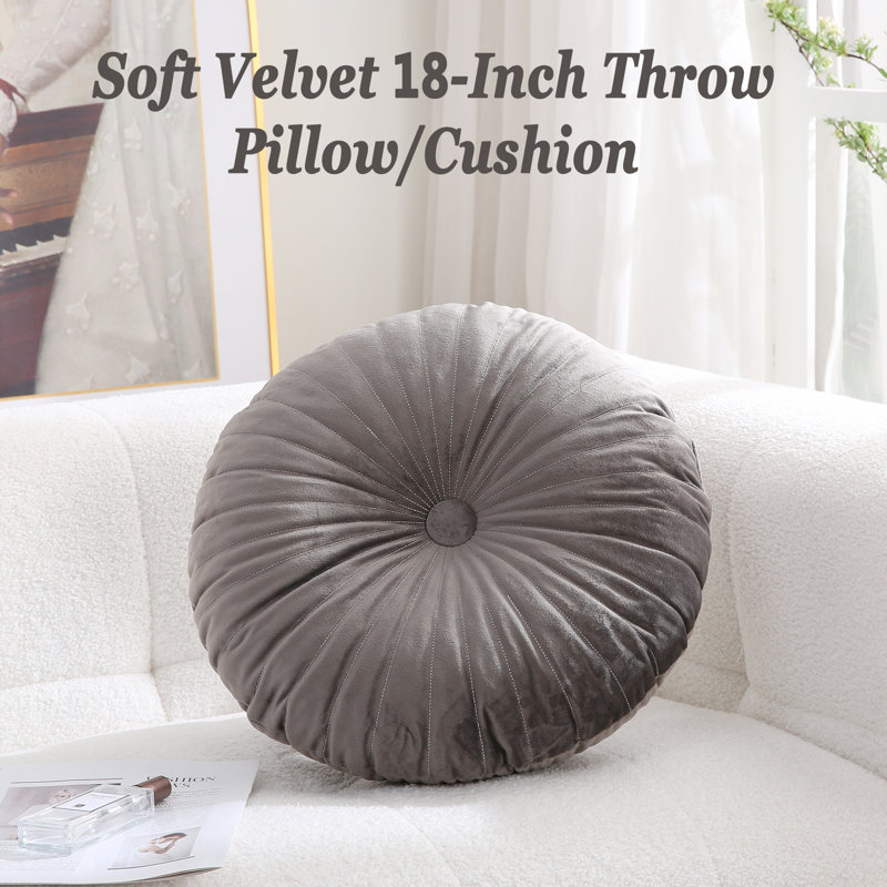 Coussin décoratif en velours 18 po Pumpkin Seat, gris