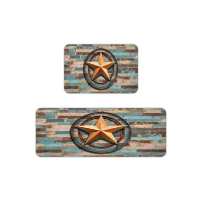Ensemble de 2 tapis de cuisine Rustic Texas Star