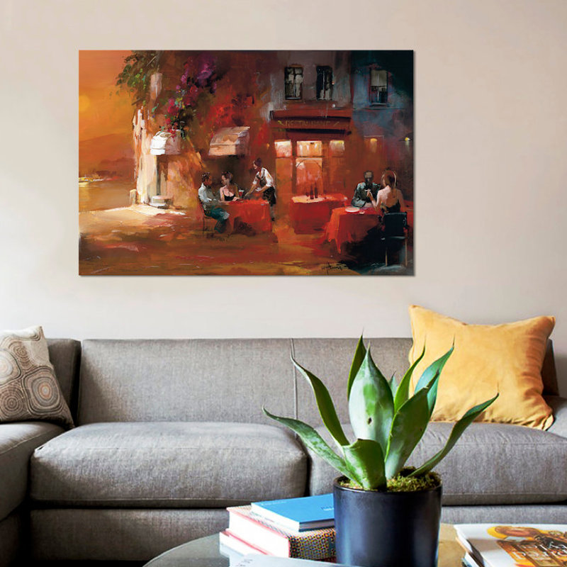 «Dinner for Two II», reproduction sur toile, H 8 po x l 12 po x P 0,75 po, Pas de tapis, Toile tendue
