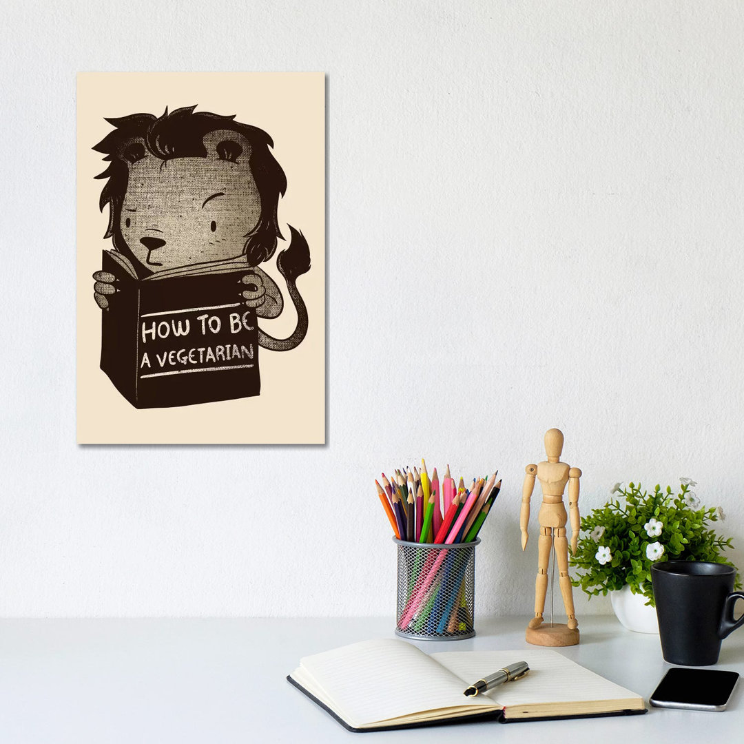 Lion How To Be Vegetarian von Tobias Fonseca - Galerie-verpackte Leinwand Giclée