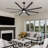 84" Black Ceiling Fan With Lights For Living Room, Remote Control And Quiet Reversible DC Motor