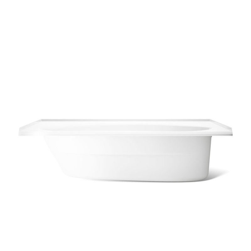 Windward 72" x 42" Drop In Soaking Bathtub, White, Right