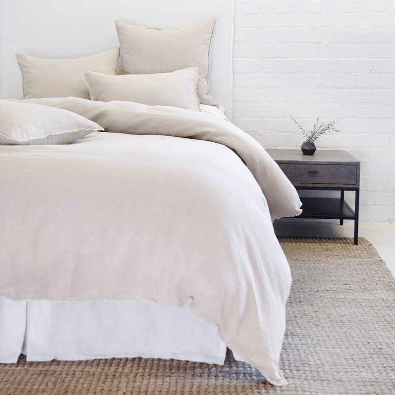 Taupe Standard Stonewashed Linen Sham with Frayed Edges
