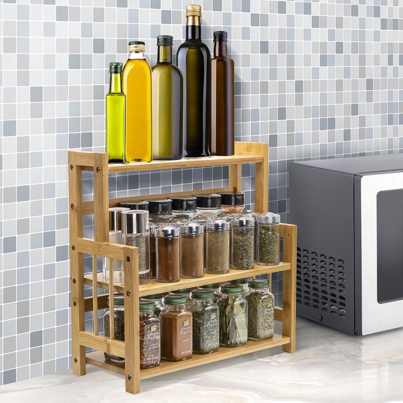 Natural Bamboo 3-Tier Countertop Organizer and Spice Rack