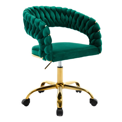 Fauteuil de bureau tissé à la maison, fauteuil de bureau rembourré en velours à dossier ouvert, fauteuil de travail réglable en hauteur, fauteuil de bureau à roulettes, fauteuil de coiffeuse, fauteuil d'ordinateur de bureau, studio