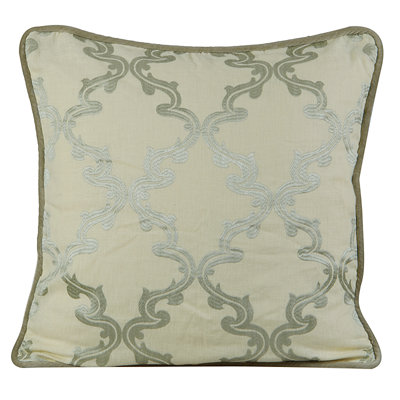 Joyous Embroidered Feather Linen Reversible Throw Pillow