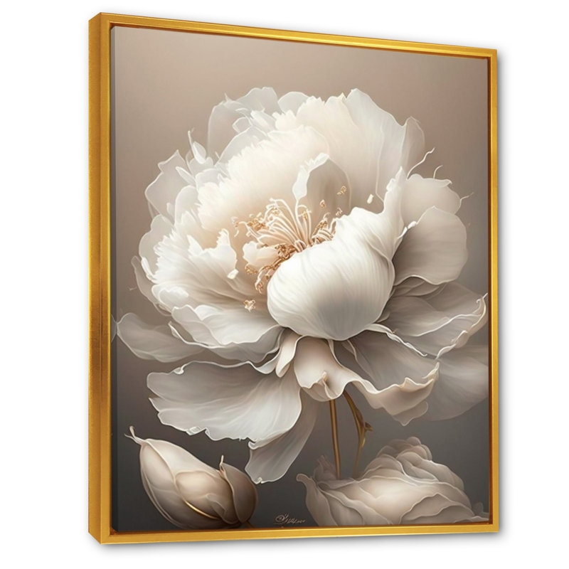 Peony Flower VI - Print on Canvas, 40" H x 30" W, Gold Floater Framed