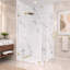 Cabine de douche d'angle à charnières murales sans cadre Nirvana, 89 cm L x 89 cm P x 203 cm H, verre clair facile à nettoyer de 10 mm d'épaisseur, finition or brossé-135874914-136404245