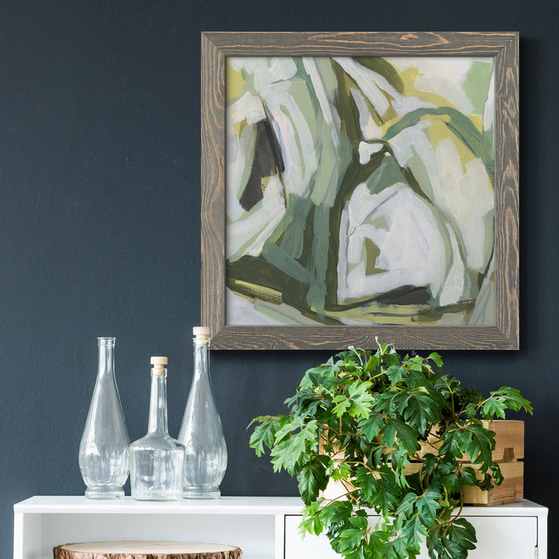 Toile encadrée Electric Lichen II-Premium - prête à être accrochée, Encadré gris, H 31,5 po x l 31,5 po x P 1,5 po