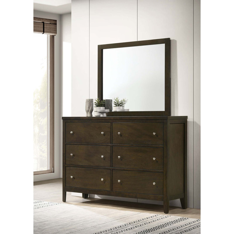 Commode à six tiroirs avec miroir: conçue pour la solidité et un rangement sophistiqué