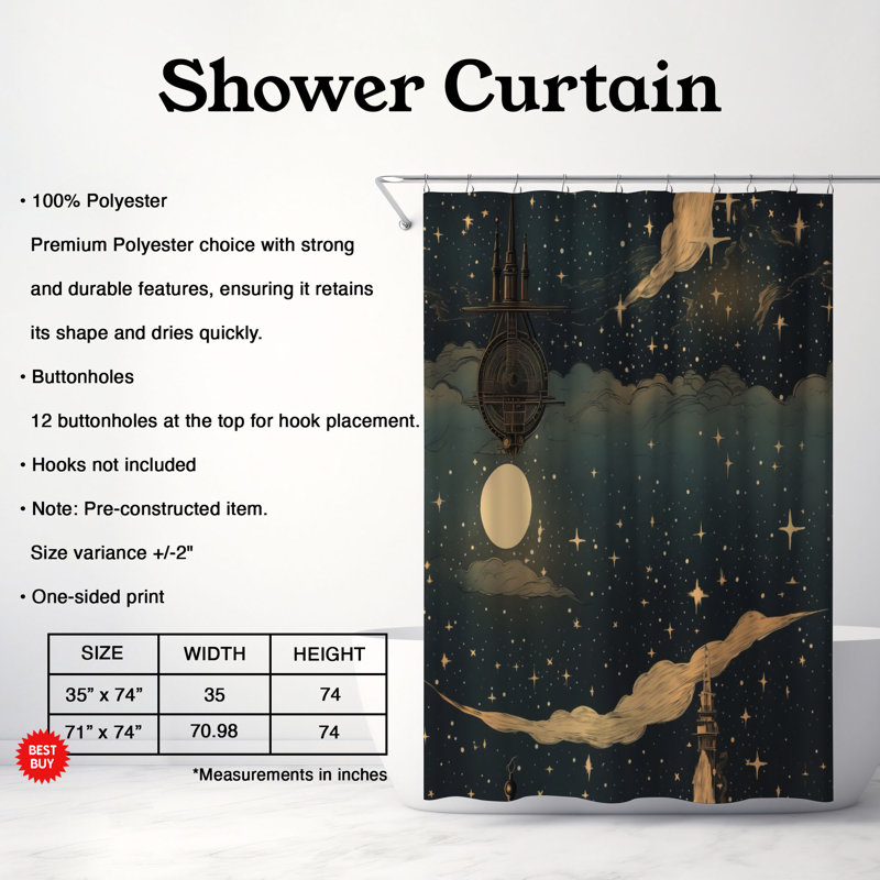 Rideau de douche Celestial Night Harmony - Premium, H 74 po x l 71 po