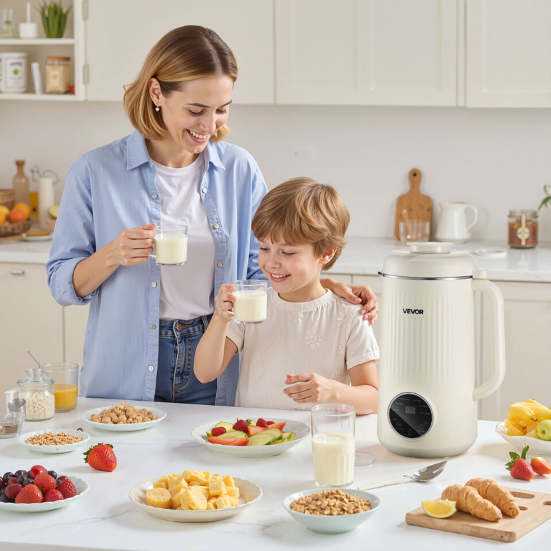 8-in-1 Nut Milk Maker, 41 oz Soy Milk Maker Machine with 10 Blades, for Homemade Oat, Nut, Soy, Juice, Milkshake, Rice Cereal, Plant-Based Beverages with Self-Cleaning, Boil Water, 12-Hour Delay