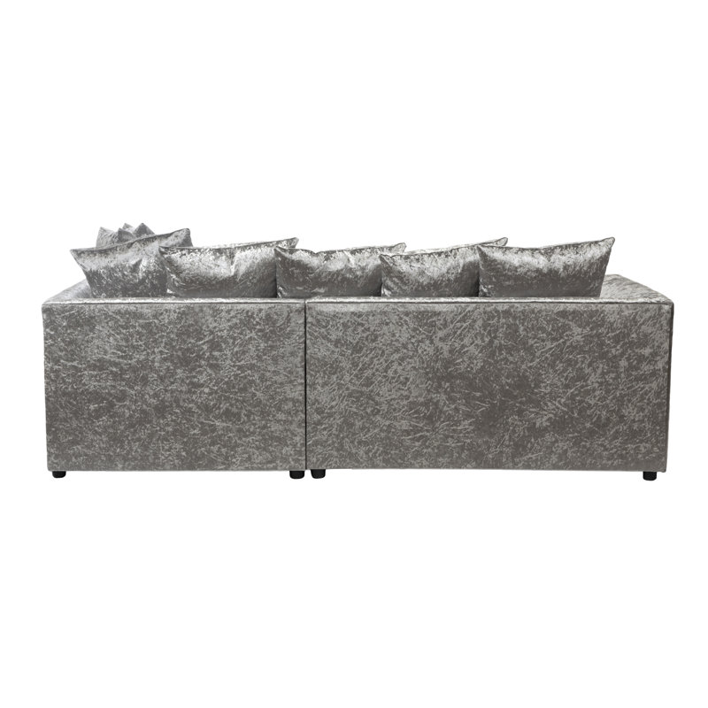 Romelia 3 Seater Velvet Sofa & Chaise, Silver, Right Hand Facing