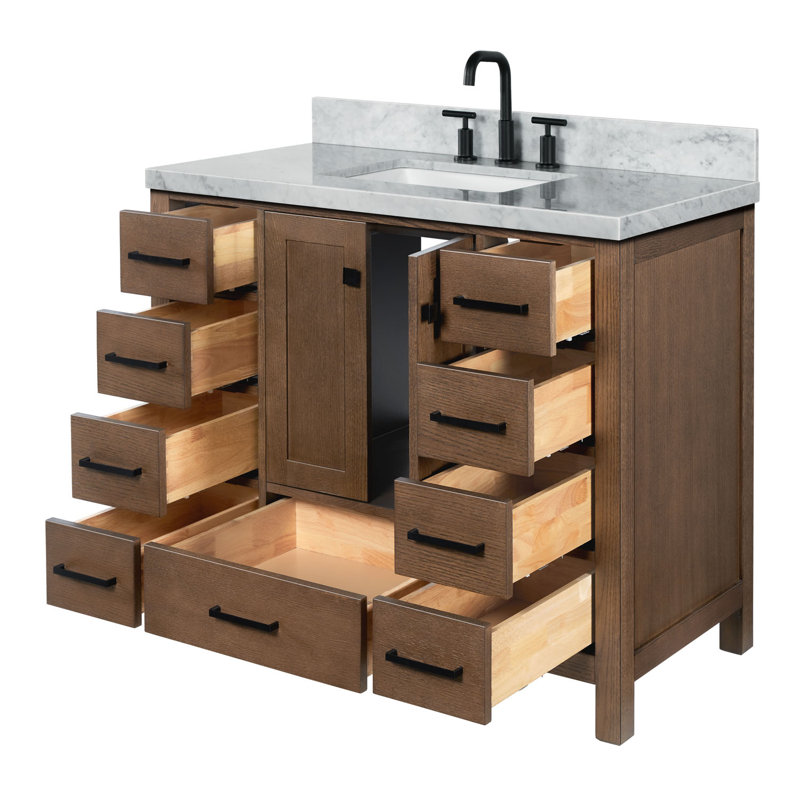 Grevera 43" Single Bathroom Vanity Set, Brown Oak / Matte Black