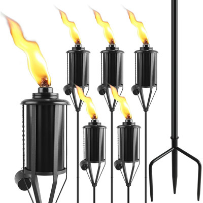 6 Pack Home Garden Torch, Large Capacity 16oz Outdoor Metal Torch Garden Décor