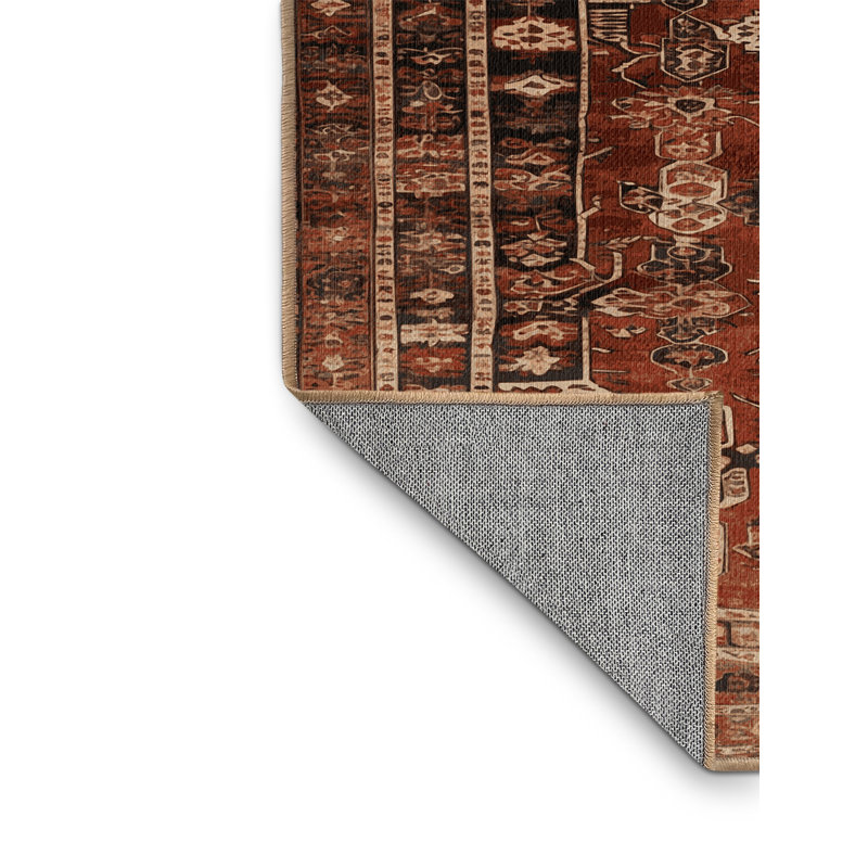Tapis brun turc lavable à la machine, Rond 6 pi