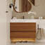 Meuble-lavabo flottant moderne avec comptoir en faux marbre et lavabo encastré en céramique, fixation murale pour petites salles de bain et appartements-858199002